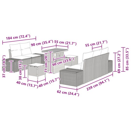 3364683 12 Set de canapele pentru grădină 8 pcs Gri deschis și gri închis 3364683 12