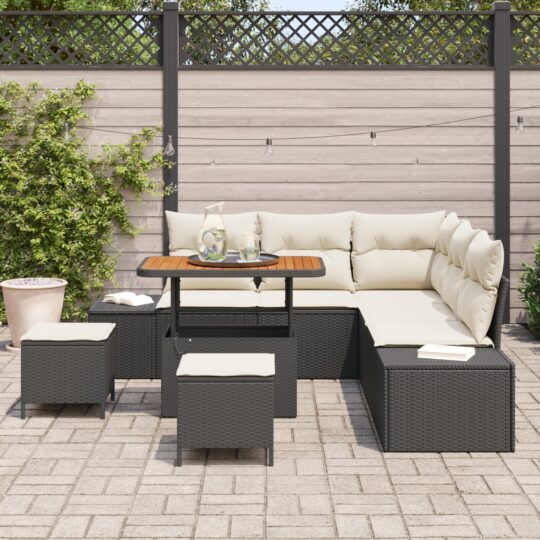 3364735 3 Set de canapele pentru grădină 8 pcs Negru Rattan poli 3364735 3
