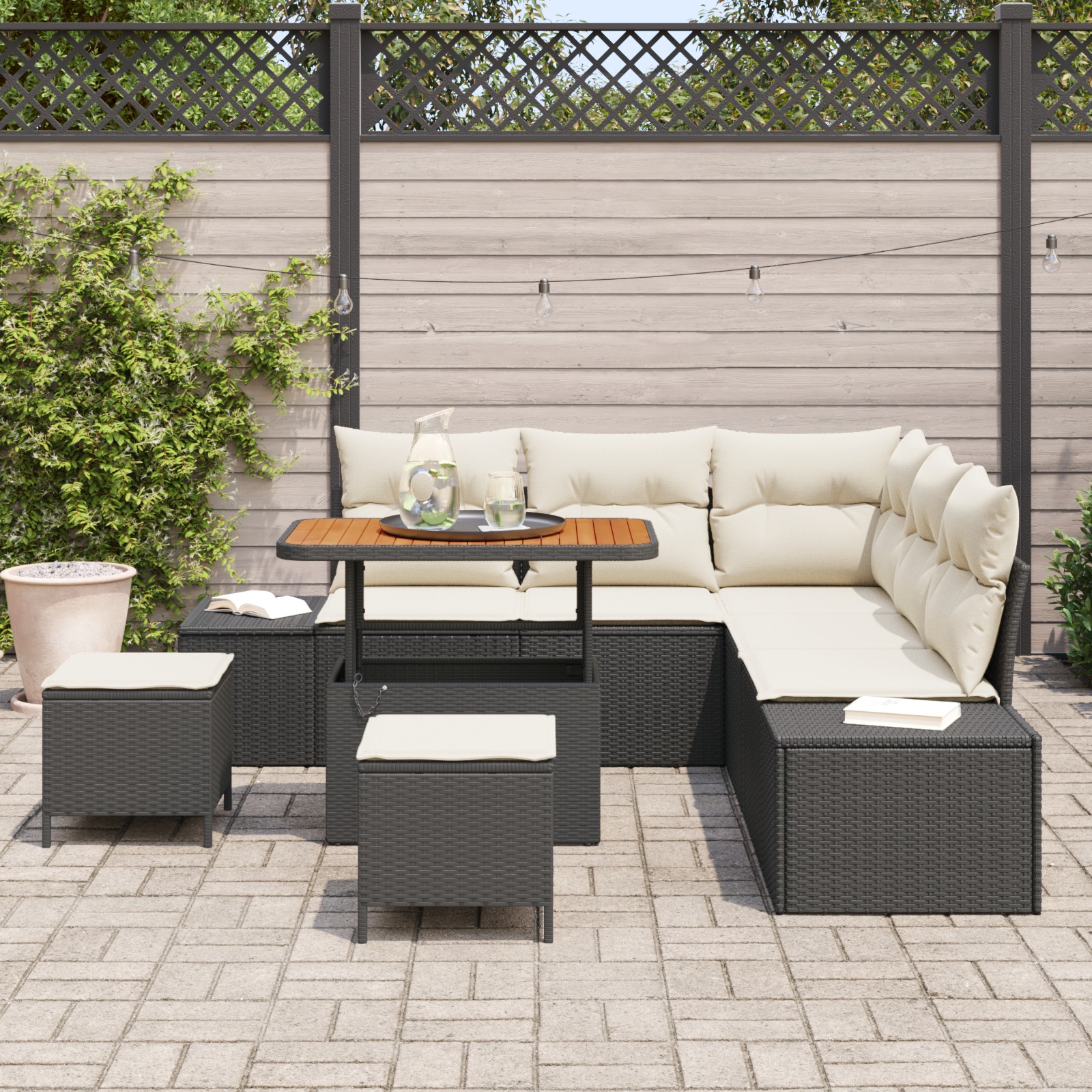 3364735 3 Set de canapele pentru grădină 8 pcs Negru Rattan poli Set de canapele pentru grădină 8 pcs Negru Rattan poli - imagine 3