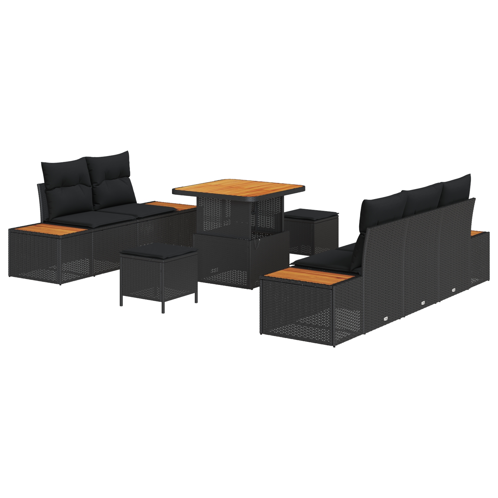 3364804 2 Set de canapele pentru grădină 8 pcs Negru 80 x 80 x 71 cm Set de canapele pentru grădină 8 pcs Negru 80 x 80 x 71 cm - imagine 2