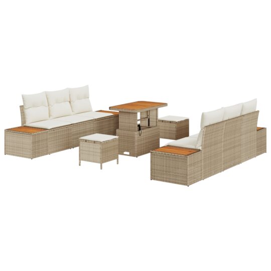 Alternative view of Set de canapele pentru grădină cu pernă 9 pcs Bej și crem