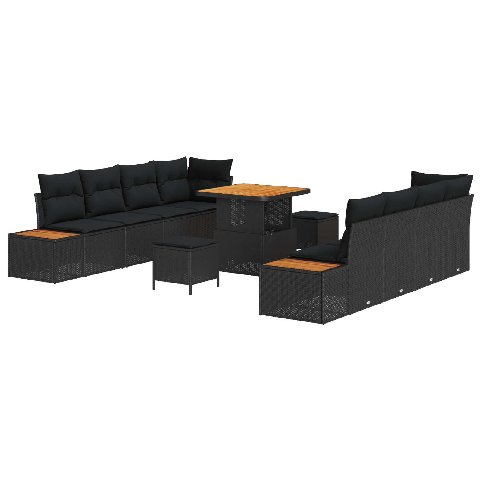 3364834 2 Set de canapele pentru grădină 11 pcs Negru 80 x 80 x 71 cm Set de canapele pentru grădină 11 pcs Negru 80 x 80 x 71 cm - imagine 2