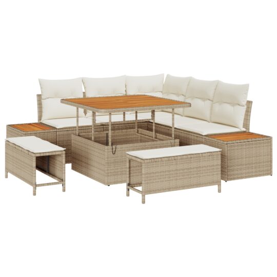 3364856 2 Set de canapele pentru grădină cu pernă 8 pcs Bej Rattan poli 3364856 2