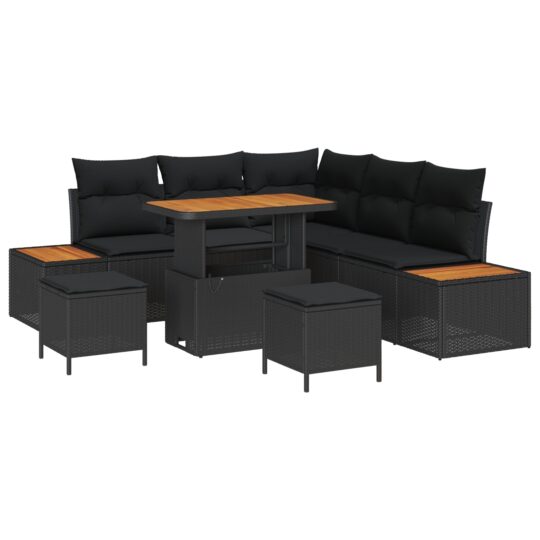 3364864 2 Set de canapele pentru grădină cu pernă 8 pcs Negru Rattan poli 3364864 2