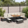 3364875 1 Set de canapele pentru grădină cu pernă 9 pcs Negru Rattan poli 3364875 1
