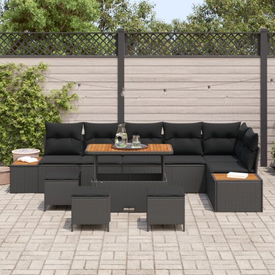 3364889 3 Set de canapele pentru grădină 10 pcs Negru Rattan poli 3364889 3