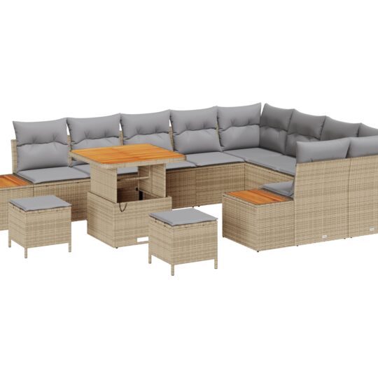 3364902 2 Set de canapele pentru grădină cu pernă 12 pcs Bej Rattan poli 3364902 2