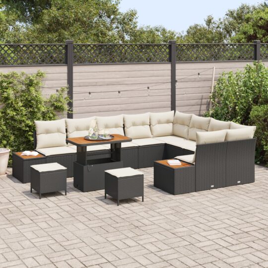 3364905 3 Set de canapele pentru grădină 12 pcs Negru Rattan poli 3364905 3