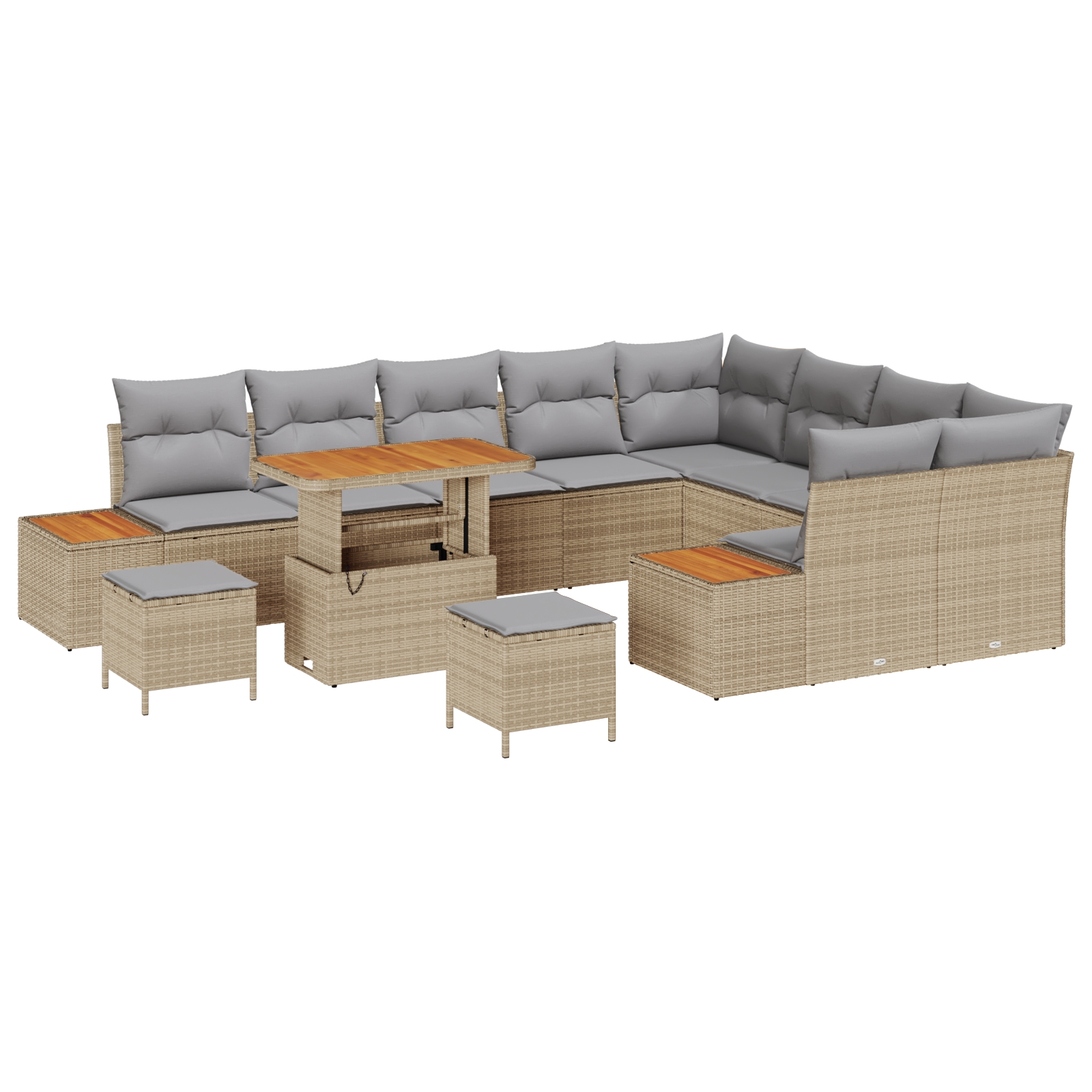 3364907 2 Set de canapele pentru grădină cu pernă 12 pcs Bej Rattan poli Set de canapele pentru grădină cu pernă 12 pcs Bej Rattan poli - imagine 2