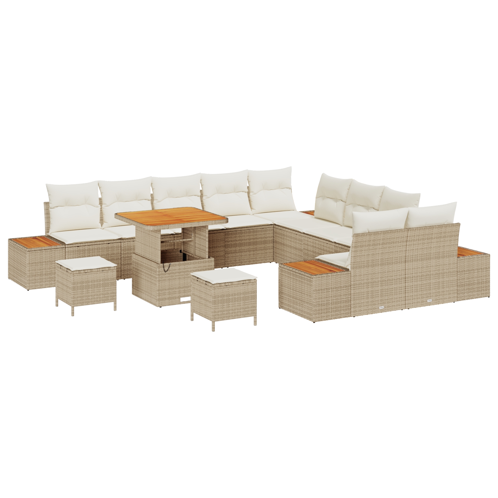 3364921 2 Set de canapele pentru grădină cu pernă 13 pcs Bej Rattan poli Set de canapele pentru grădină cu pernă 13 pcs Bej Rattan poli - imagine 2