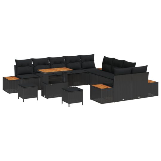 Alternative view of Set de canapele pentru grădină 13 pcs Negru Rattan poli