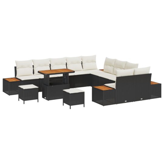 Alternative view of Set de canapele pentru grădină 13 pcs Negru Rattan poli
