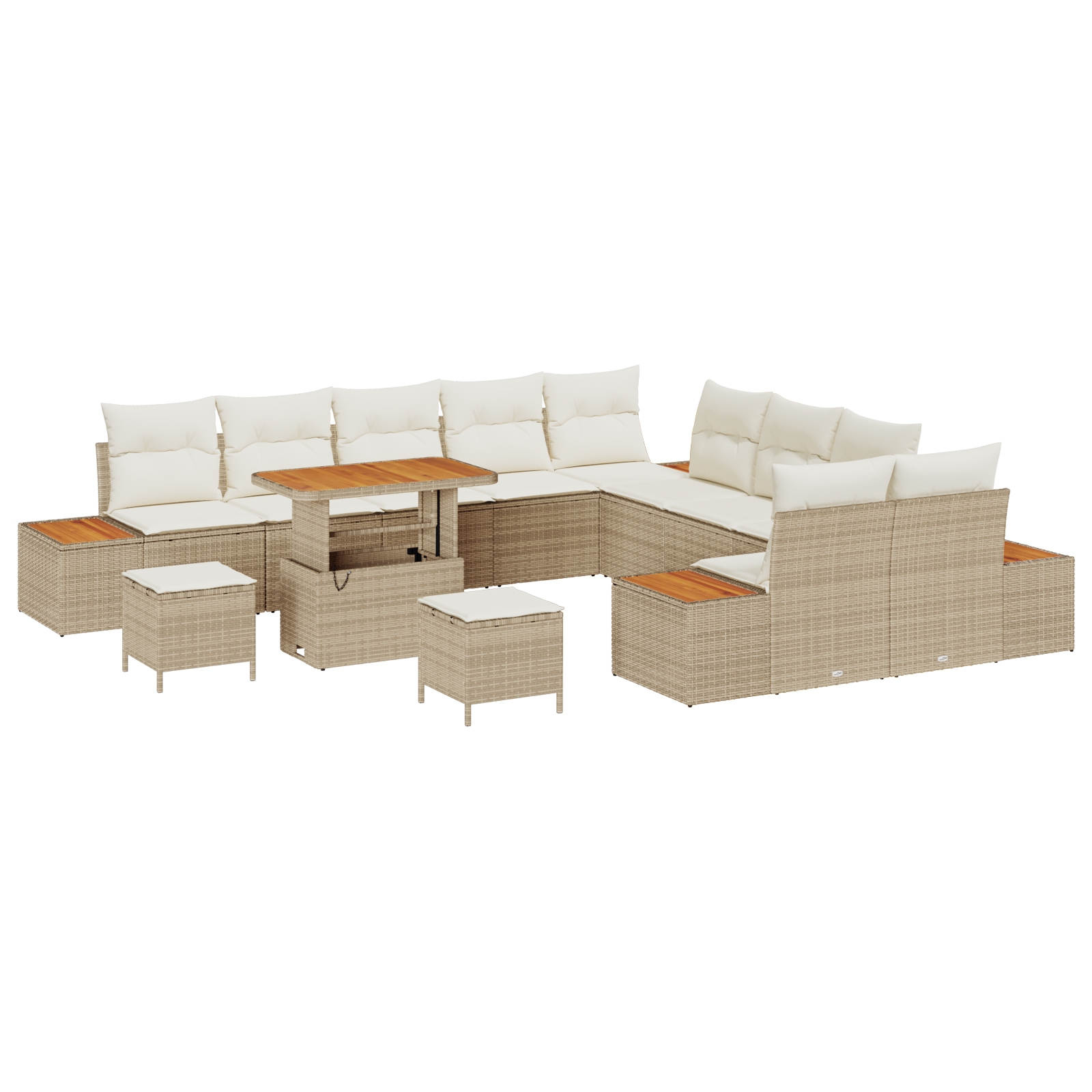 3364926 2 Set de canapele pentru grădină cu pernă 13 pcs Bej Rattan poli Set de canapele pentru grădină cu pernă 13 pcs Bej Rattan poli - imagine 2