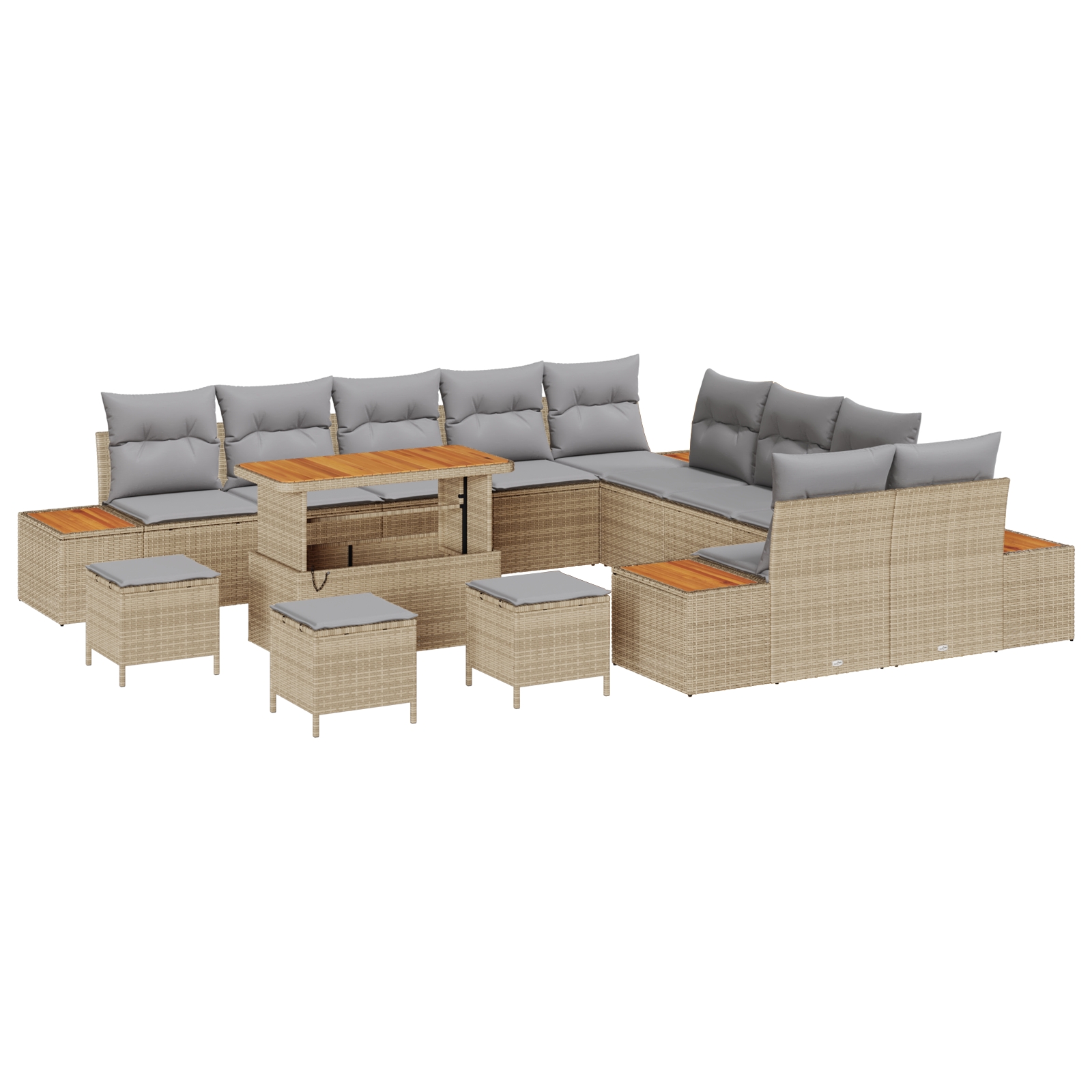 3364932 2 Set de canapele pentru grădină cu pernă 14 pcs Bej Rattan poli Set de canapele pentru grădină cu pernă 14 pcs Bej Rattan poli - imagine 2
