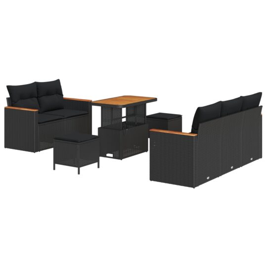 Alternative view of Set de canapele pentru grădină cu pernă 8 pcs Negru Rattan poli