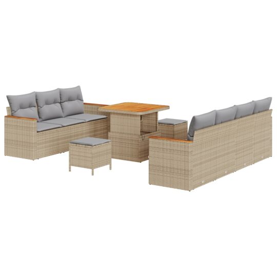 3364957 2 Set de canapele pentru grădină cu pernă 10 pcs Bej Rattan poli 3364957 2