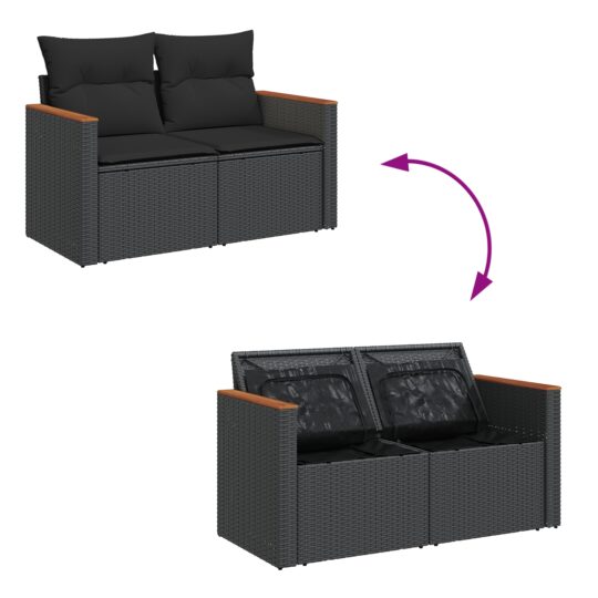 3364959 10 Set de canapele pentru grădină 10 pcs Negru Rattan poli 3364959 10