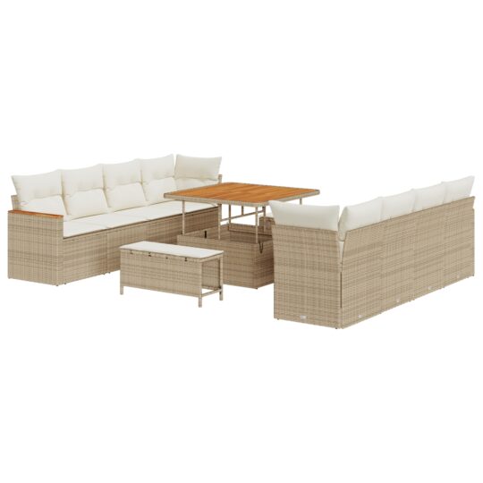 3364976 2 Set de canapele pentru grădină cu pernă 11 pcs Bej Rattan poli 3364976 2