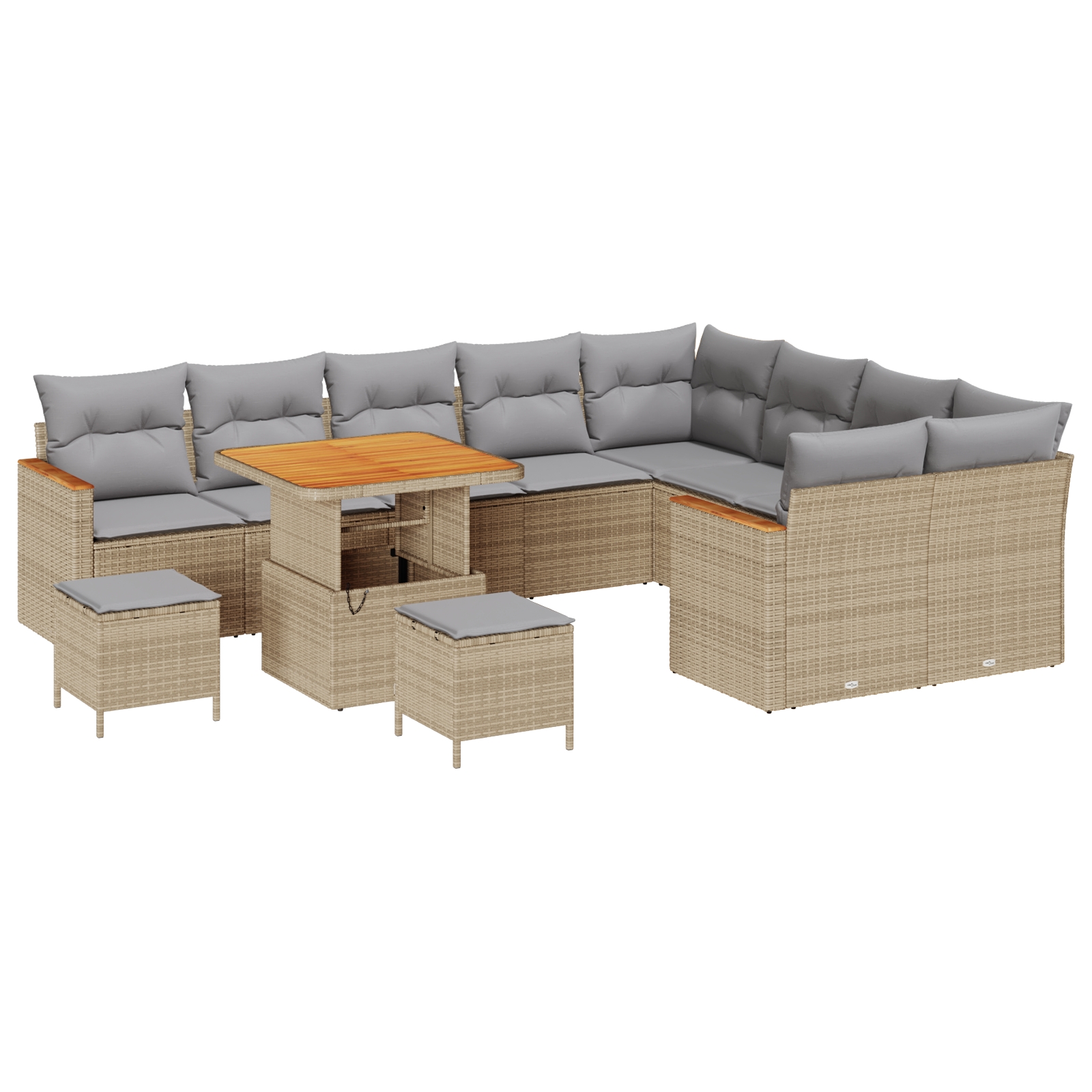 3365032 2 Set de canapele pentru grădină cu pernă 12 pcs Bej Rattan poli Set de canapele pentru grădină cu pernă 12 pcs Bej Rattan poli - imagine 2