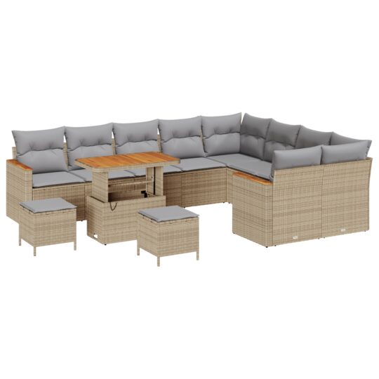 3365037 2 Set de canapele pentru grădină cu pernă 12 pcs Bej Rattan poli 3365037 2