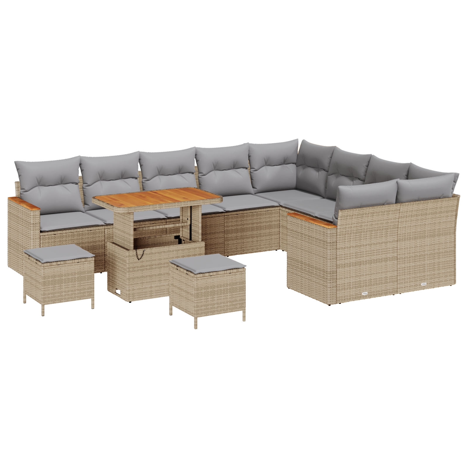 3365037 2 Set de canapele pentru grădină cu pernă 12 pcs Bej Rattan poli Set de canapele pentru grădină cu pernă 12 pcs Bej Rattan poli - imagine 2