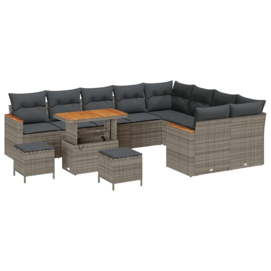 3365038 2 Set de canapele pentru grădină cu pernă 12 pcs Gri Rattan poli 3365038 2