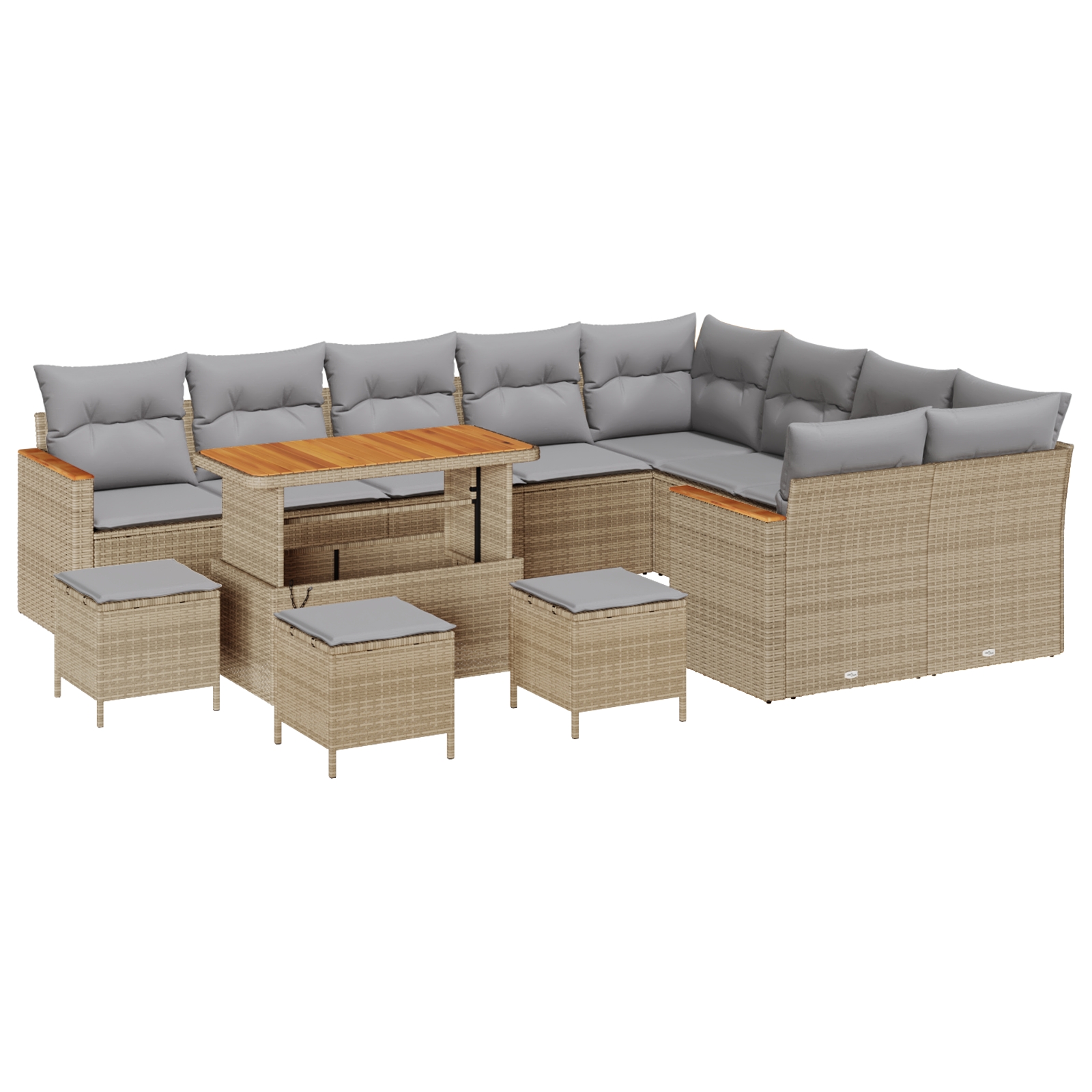 3365042 2 Set de canapele pentru grădină cu pernă 13 pcs Bej Rattan poli Set de canapele pentru grădină cu pernă 13 pcs Bej Rattan poli - imagine 2