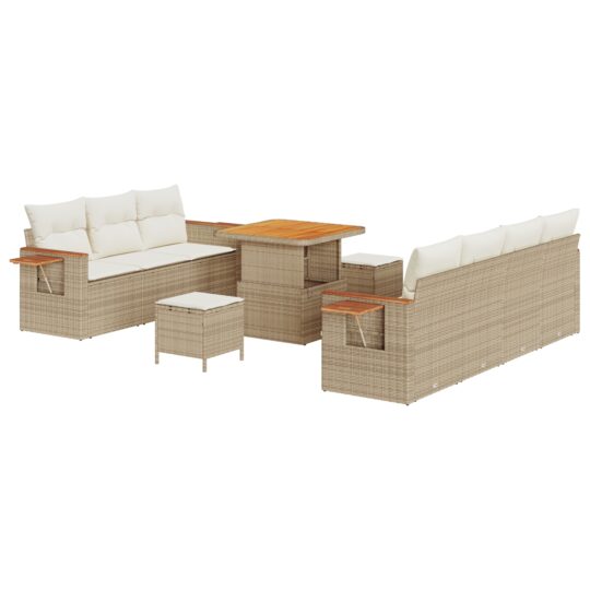 3365086 2 Set de canapele pentru grădină cu pernă 10 pcs Bej Rattan poli 3365086 2