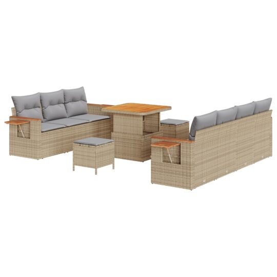 3365087 2 Set de canapele pentru grădină cu pernă 10 pcs Bej Rattan poli 3365087 2