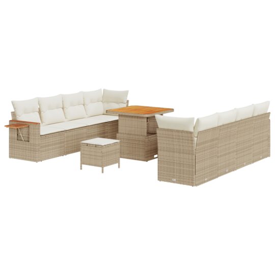 3365096 2 Set de canapele pentru grădină cu pernă 11 pcs Bej Rattan poli 3365096 2