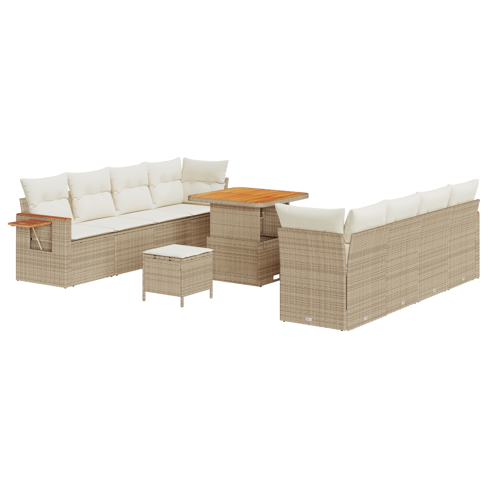 3365096 2 Set de canapele pentru grădină cu pernă 11 pcs Bej Rattan poli Set de canapele pentru grădină cu pernă 11 pcs Bej Rattan poli - imagine 2