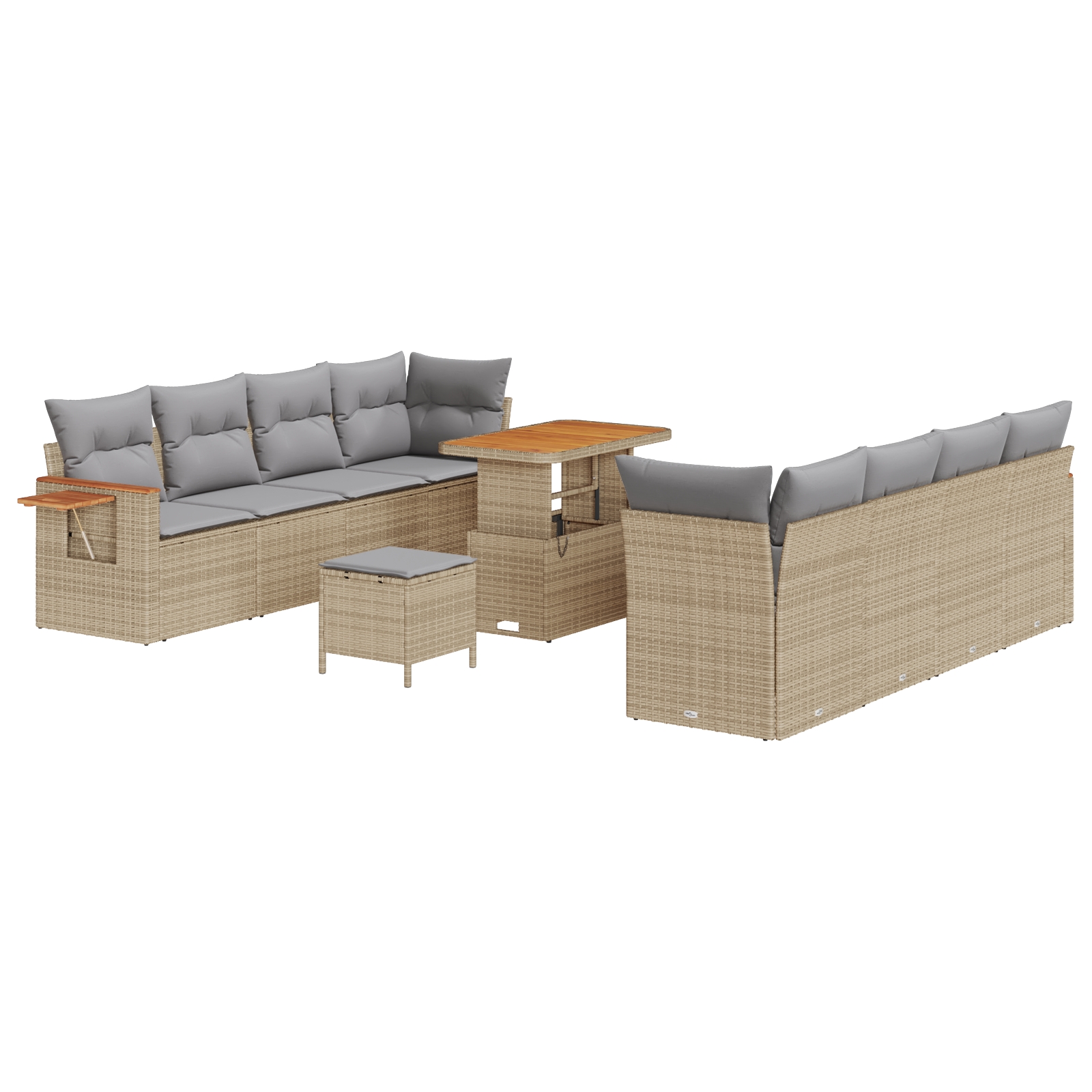3365102 2 Set de canapele pentru grădină cu pernă 11 pcs Bej Rattan poli Set de canapele pentru grădină cu pernă 11 pcs Bej Rattan poli - imagine 2