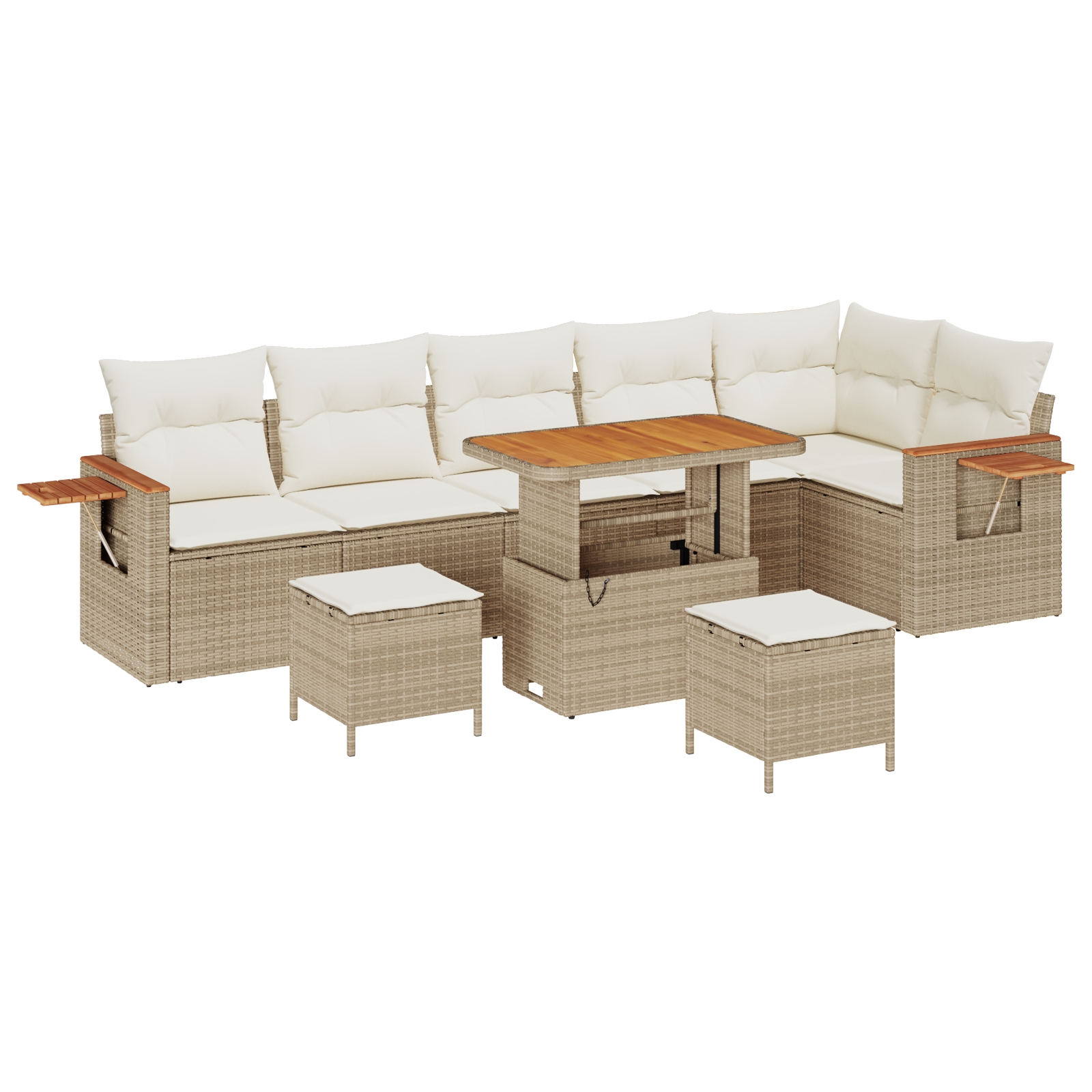 3365146 2 Set de canapele pentru grădină cu pernă 9 pcs Bej Rattan poli Set de canapele pentru grădină cu pernă 9 pcs Bej Rattan poli - imagine 2