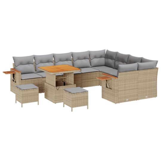 3365162 2 Set de canapele pentru grădină cu pernă 12 pcs Bej Rattan poli 3365162 2