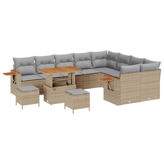 3365167 2 Set de canapele pentru grădină cu pernă 12 pcs Bej Rattan poli 3365167 2