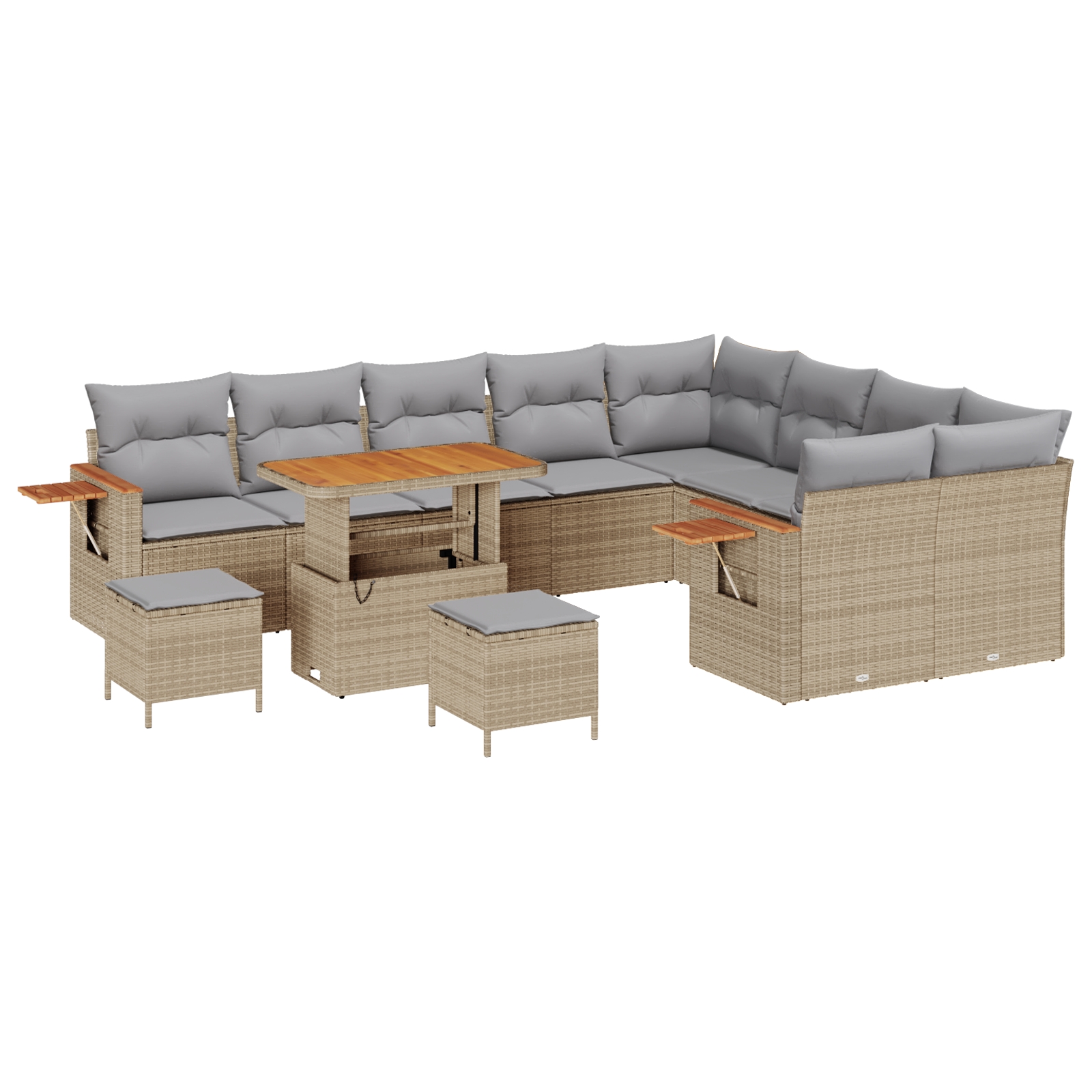 3365167 2 Set de canapele pentru grădină cu pernă 12 pcs Bej Rattan poli Set de canapele pentru grădină cu pernă 12 pcs Bej Rattan poli - imagine 2