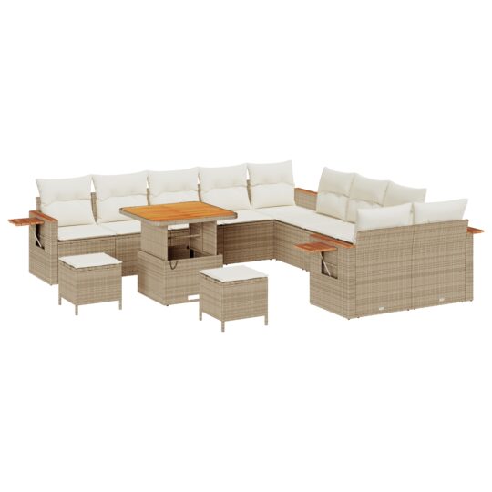 3365181 2 Set de canapele pentru grădină cu pernă 13 pcs Bej Rattan poli 3365181 2