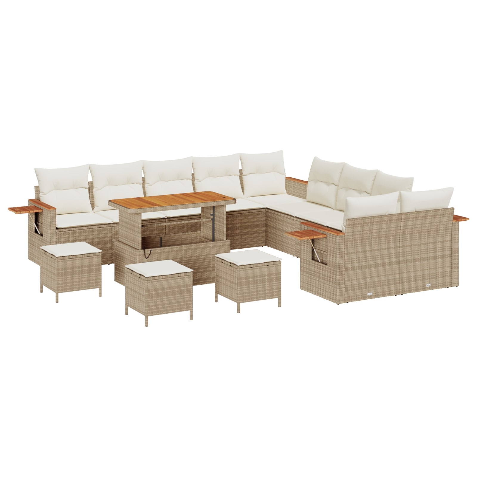 3365191 2 Set de canapele pentru grădină cu pernă 14 pcs Bej Rattan poli Set de canapele pentru grădină cu pernă 14 pcs Bej Rattan poli - imagine 2