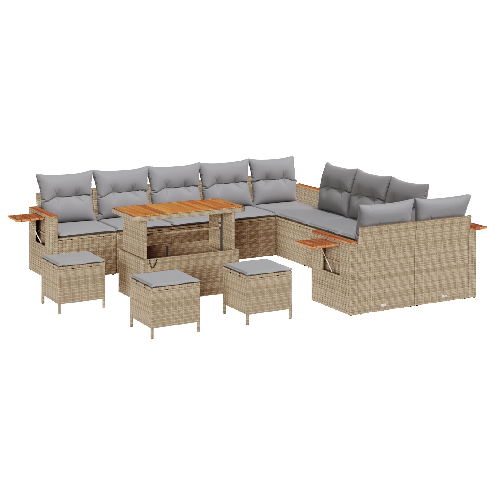 3365192 2 Set de canapele pentru grădină cu pernă 14 pcs Bej Rattan poli Set de canapele pentru grădină cu pernă 14 pcs Bej Rattan poli - imagine 2