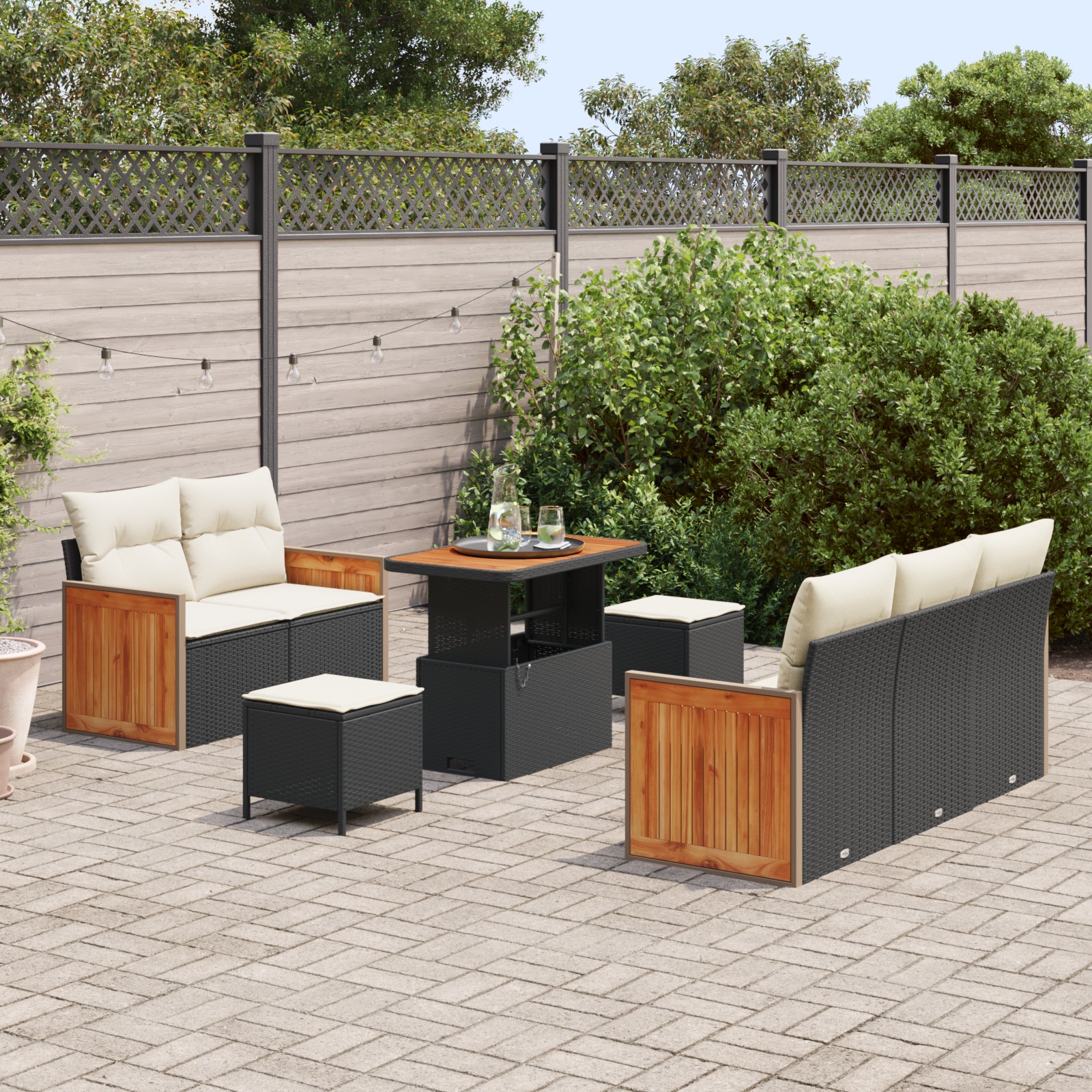 3365200 3 Set de canapele pentru grădină cu pernă 8 pcs Negru Rattan poli Set de canapele pentru grădină cu pernă 8 pcs Negru Rattan poli - imagine 3