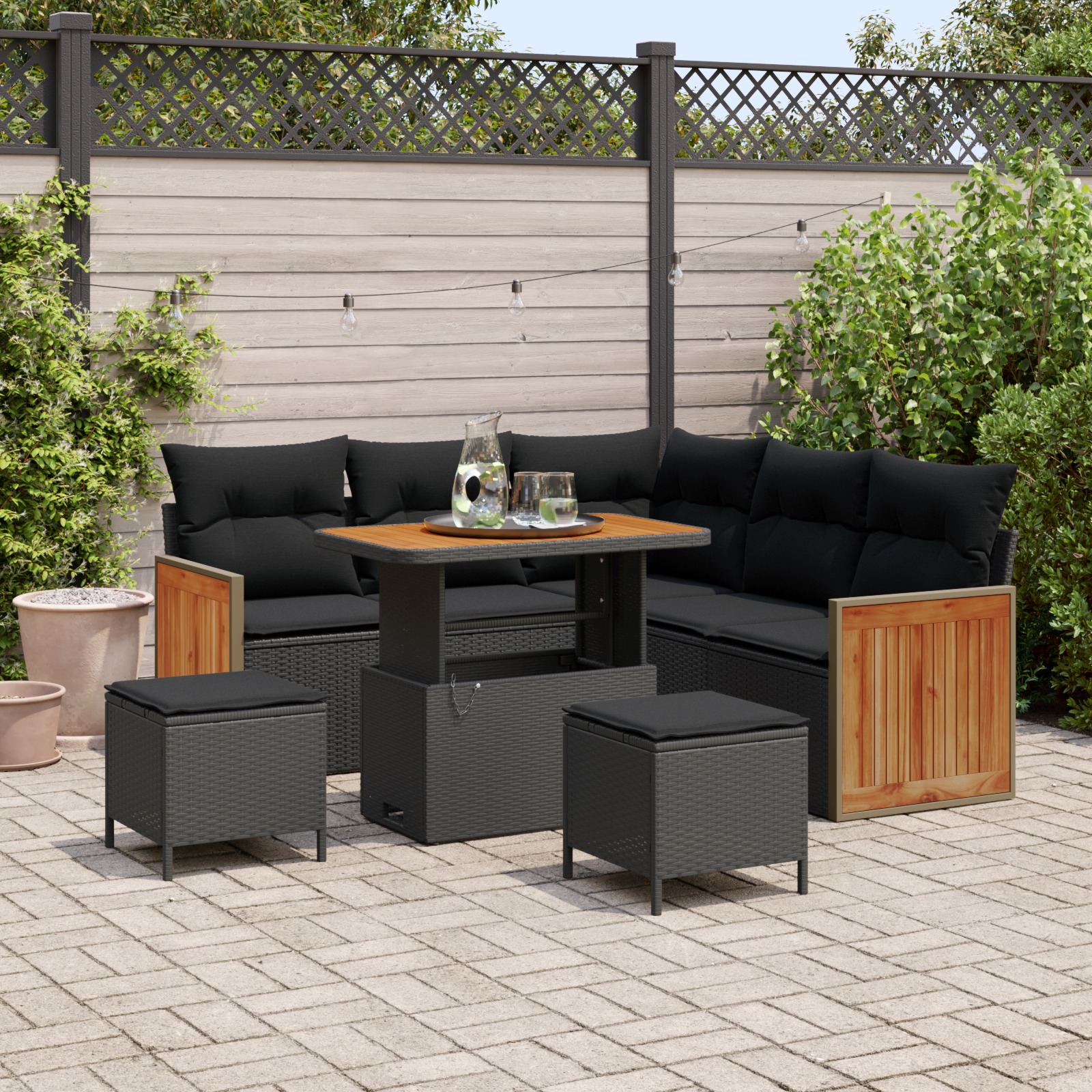 3365254 1 Set de canapele pentru grădină 8 pcs Negru 90 x 55 x 71 cm Set de canapele pentru grădină 8 pcs Negru 90 x 55 x 71 cm