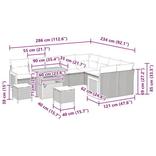 3365294 12 Set de canapele pentru grădină 12 pcs Negru 90 x 55 x 71 cm 3365294 12