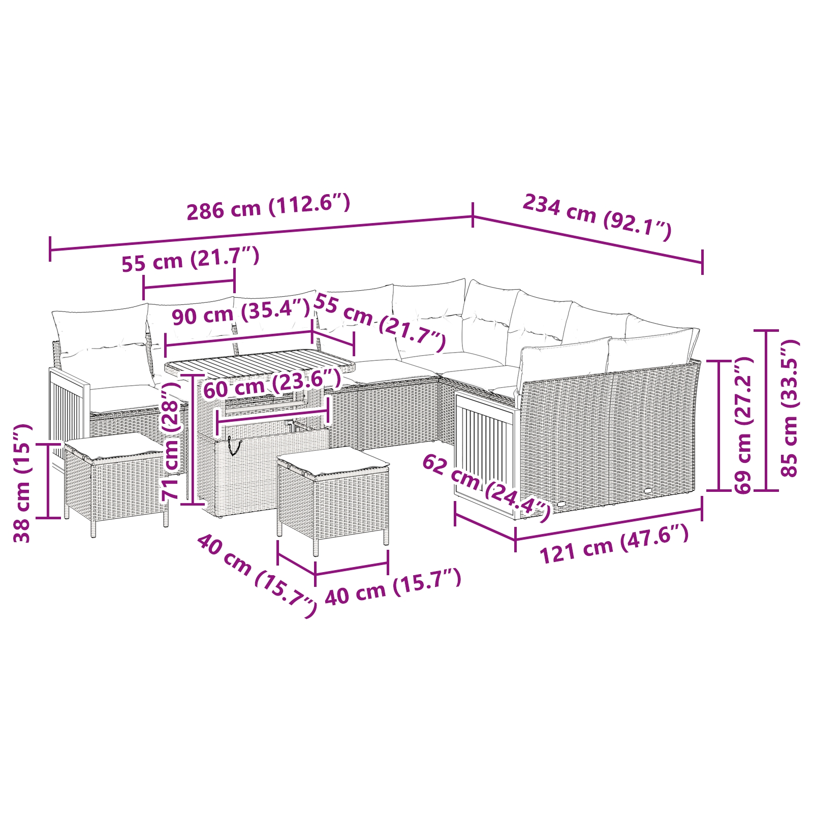 3365294 12 Set de canapele pentru grădină 12 pcs Negru 90 x 55 x 71 cm Set de canapele pentru grădină 12 pcs Negru 90 x 55 x 71 cm - imagine 12