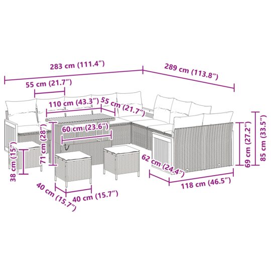 3365321 12 Set de canapele pentru grădină 14 pcs Bej și crem 3365321 12