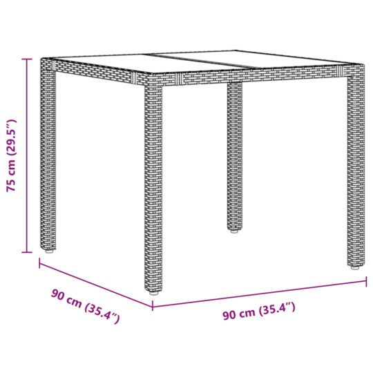 3365385 11 Set de masă pentru grădină 3 pcs Gri și Brown 90 x 90 x 75 cm 3365385 11