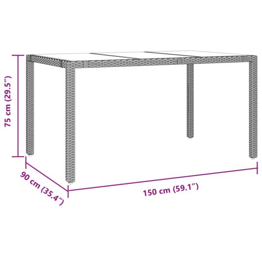 3365392 11 Set de masă pentru grădină 5 pcs Bej 150 x 90 x 75 cm poliratan 3365392 11