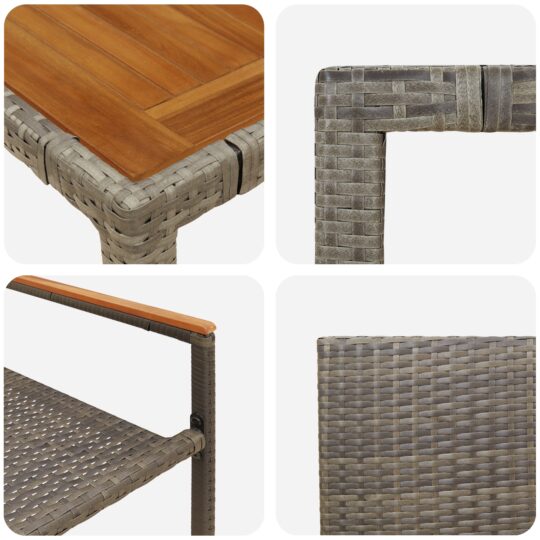 3365403 9 Set de masă pentru grădină 3 pcs Gri 90 x 90 x 75 cm poliratan 3365403 9