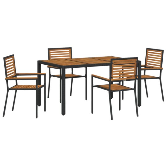 Alternative view of Set de masă pentru grădină 5 pcs Negru 150 x 90 x 75 cm
