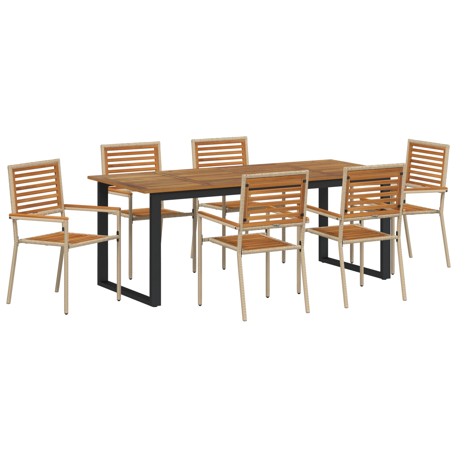 3365468 2 Set de masă pentru grădină 7 pcs Bej Set de masă pentru grădină 7 pcs Bej - imagine 2