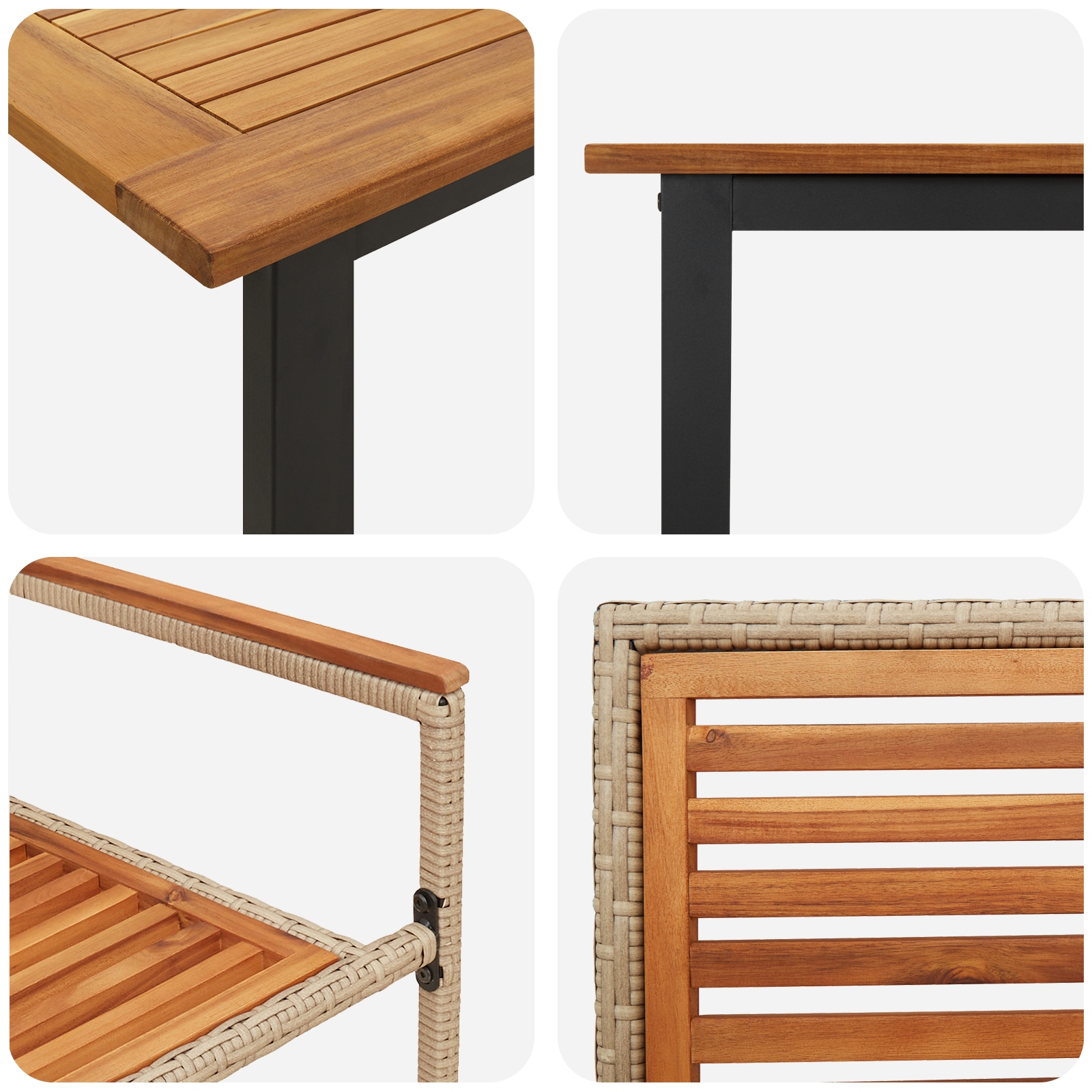 3365468 9 Set de masă pentru grădină 7 pcs Bej Set de masă pentru grădină 7 pcs Bej - imagine 9